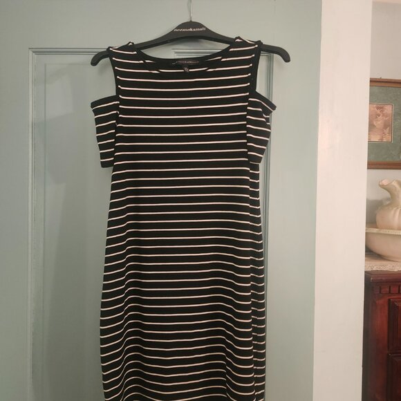 White House/ Black Market pink and black striped sheath dress - Picture 4 of 5